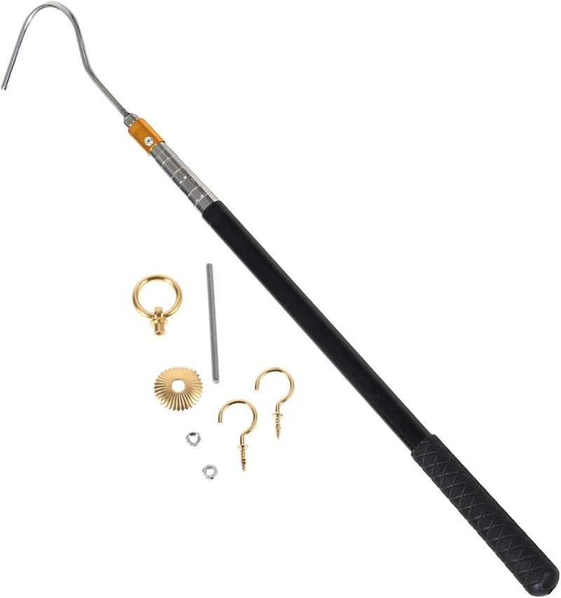 مجموعة نظام سلم تلسكوبي قابل للسحب مع خطاطيف للوصول إلى العلية في المنازل والجراجات - Image 1