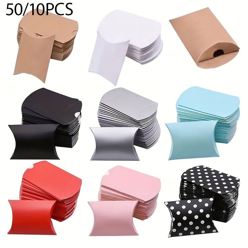 Black Dots 50pcs Pillow Boxes For Wedding Birthday Party Gift Packaging - Image 1