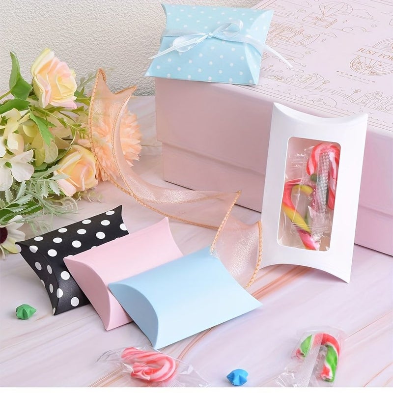 Black Dots 50pcs Pillow Boxes For Wedding Birthday Party Gift Packaging - Image 2