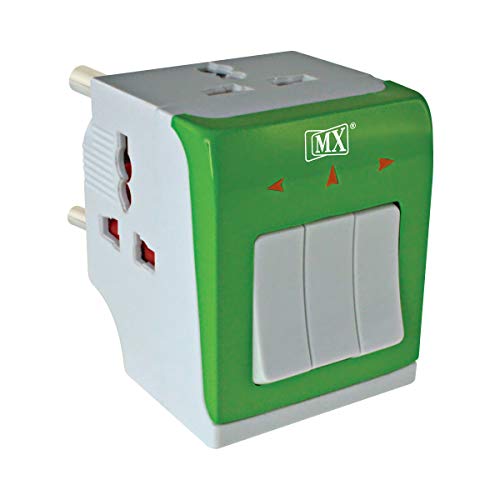 MX 3-Way Universal Plug Adapter — 5A Conversion Plug with Individual ON/OFF Switches, Multi-Socket Power Adapter for Home & Office (Pack of 2) - Image 1