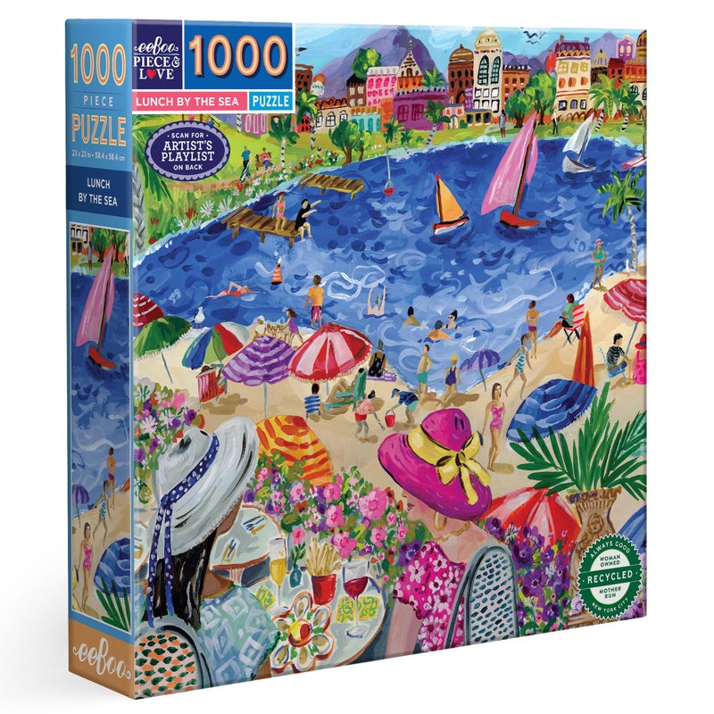 eeBoo 1000 Piece Puzzle Lunch by The Sea Jigsaw Puzzle for Adults Square 23 x 23 Made with Recycled Board VegetableBased Ink - Image 3
