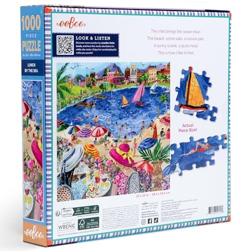 eeBoo 1000 Piece Puzzle Lunch by The Sea Jigsaw Puzzle for Adults Square 23 x 23 Made with Recycled Board VegetableBased Ink - Image 5