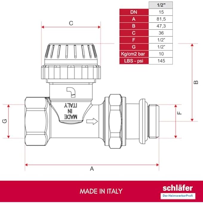 37071122 | STRAIGHT THERMOSTATIC VALVE FOR ITAP 1/2 RADIATOR - DN15, THERMOSTAT CONNECTION M30 X 1.5 WITH PRESET AND ADVANCED CONTROL TECHNOLOGY - Image 3