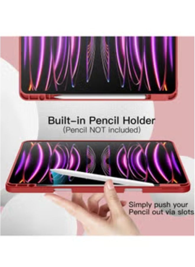Red Smart Case for iPad Pro 13 Inch 2024 – With Pencil Holder, Touch ID Support, and Auto Wake/Sleep - Image 3