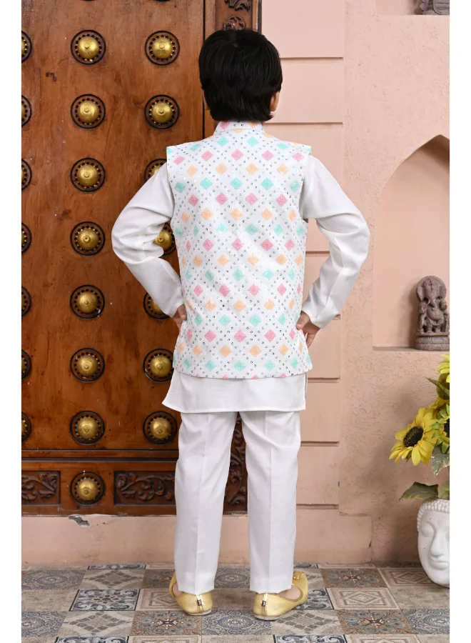 BT DEZINES Boys Multicolor Cotton Blend Kurta Pajama Set