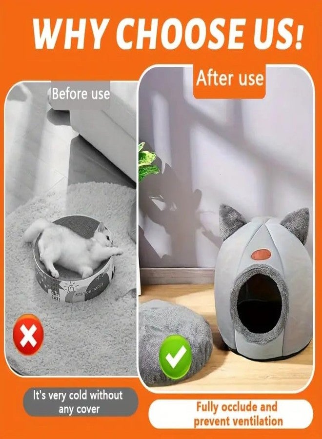 BLURISM 2-in-1 Foldable Pet House Ultra Soft Bed for Cat Dogs, Warm Portable Washable Indoor Puppy Kitten Beds Cave Tent Dog Washable and cat Bed for Small & Medium Bed House |hut - Image 3