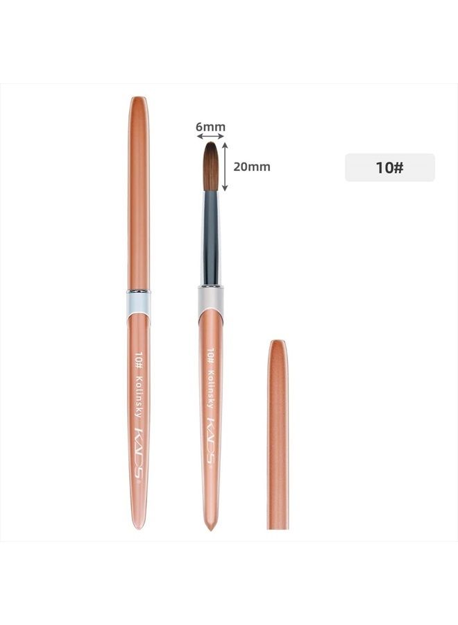 KADS 100% Kolinsky Sable Acrylic Brush Nail Brush for Acrylic Application Round Head Crimped Nail Art Brush Manicure Tool (10#) - Image 2