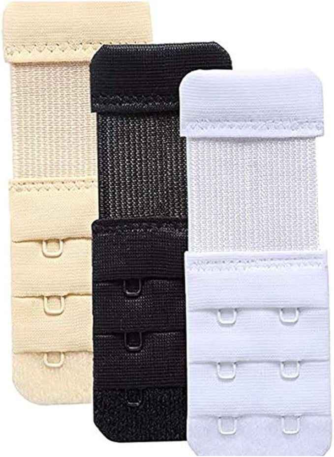 MIRFA Bra Extender With Elastic Hook (3 Pieces - Black, Beige And White)  - Image 1
