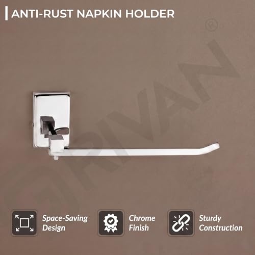GRIVAN Square Shape Stainless Steel Napkin Towel Ring Napkin Holder Bathroom Towel Hanger Rod Hook Shelf for Kitchen & Wash Basin Bathroom Accessories Wall Mounted - Image 5