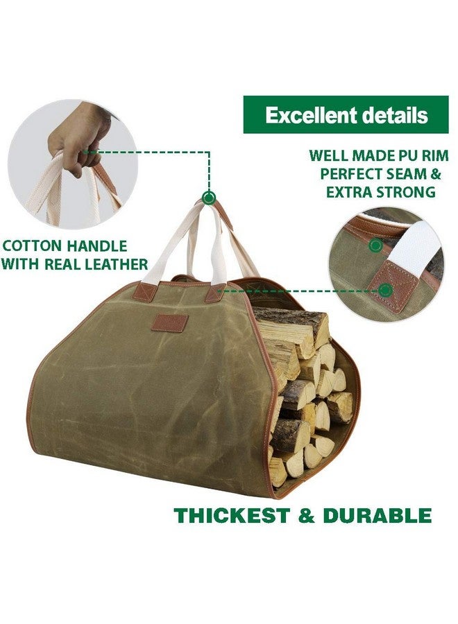 INNO STAGE INNO STAGE Canvas Log Carrier Bag,Durable Wood Tote,Fireplace Stove Accessories,Extra Large Firewood Holder with Handles for Camping Khaki - Image 3