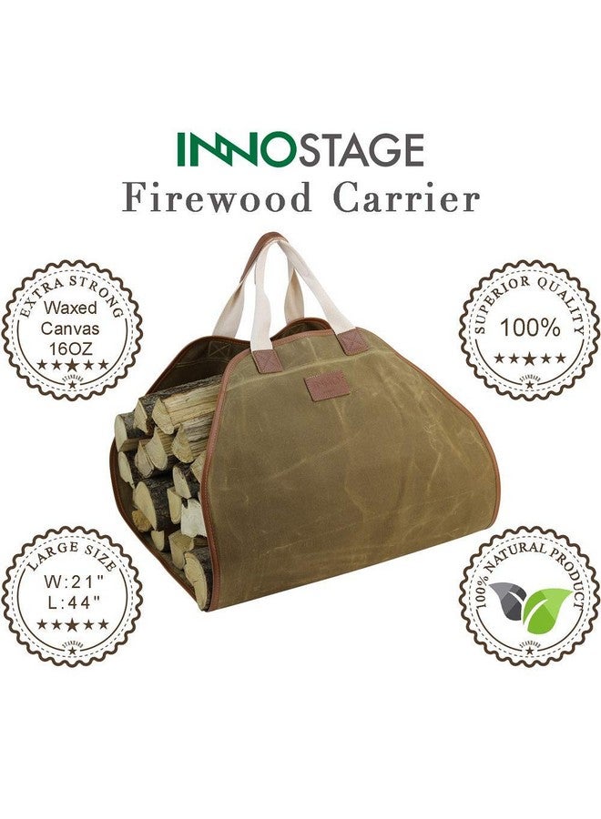 INNO STAGE INNO STAGE Canvas Log Carrier Bag,Durable Wood Tote,Fireplace Stove Accessories,Extra Large Firewood Holder with Handles for Camping Khaki - Image 2