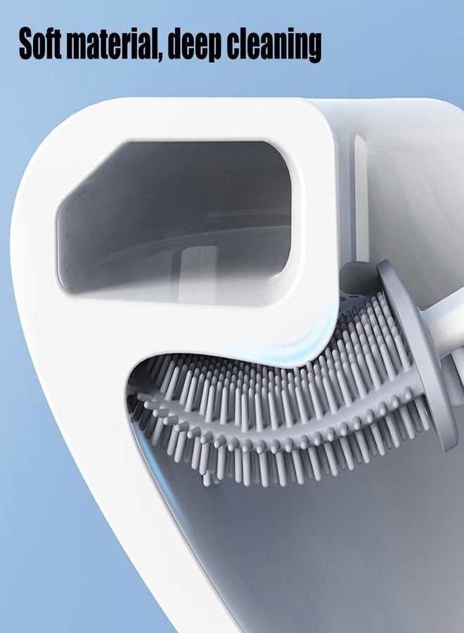 Pilipane Toilet Bowl Brush Longer Handle Wall Mounted Toilet Brush, Flexible Toilet Bowl Brush Bathroom Washing Bowl Brush Kit Sturdy Washing Toilet Brush with Drain Box, Wall Mounted Flexible (White) - Image 4