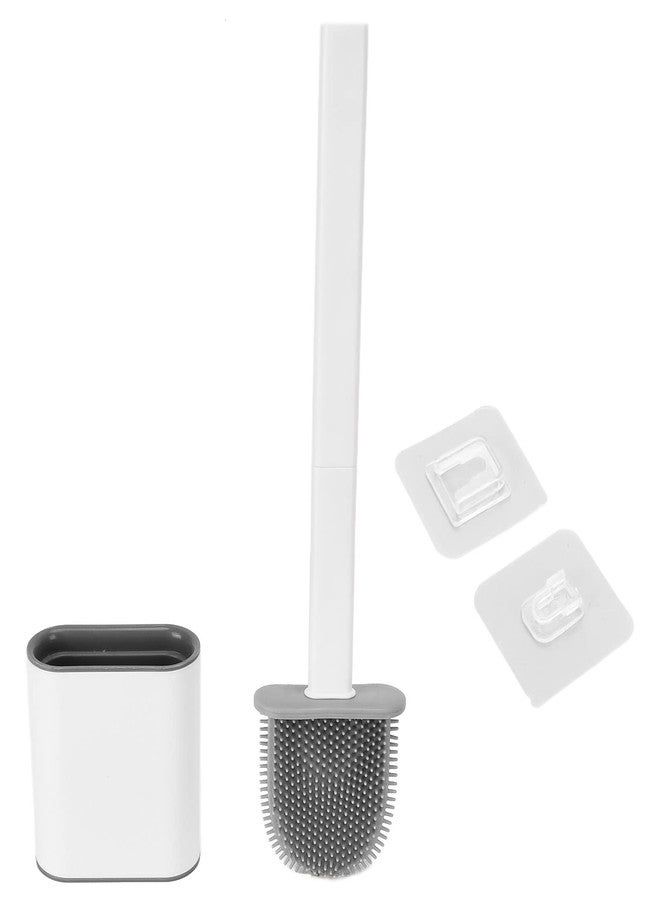 Pilipane Toilet Bowl Brush Longer Handle Wall Mounted Toilet Brush, Flexible Toilet Bowl Brush Bathroom Washing Bowl Brush Kit Sturdy Washing Toilet Brush with Drain Box, Wall Mounted Flexible (White) - Image 1