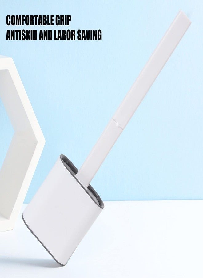 Pilipane Toilet Bowl Brush Longer Handle Wall Mounted Toilet Brush, Flexible Toilet Bowl Brush Bathroom Washing Bowl Brush Kit Sturdy Washing Toilet Brush with Drain Box, Wall Mounted Flexible (White) - Image 3