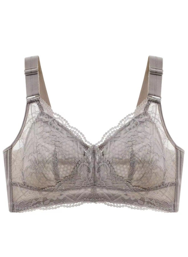 Douyin's Popular Big-breasted Small Bra, Lace, No Wires, Ultra-thin Breathable Cup, Push-up Breast-retracting Sports Bra