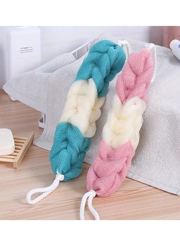 LANGMANNI إسفنجة استحمام سميكة مزدوجة الجوانب 1 قطعة - قوة فرك قوية للرجال والنساء، فرشاة ظهر مقشرة مع منشفة شبكية رغوية - Image 4