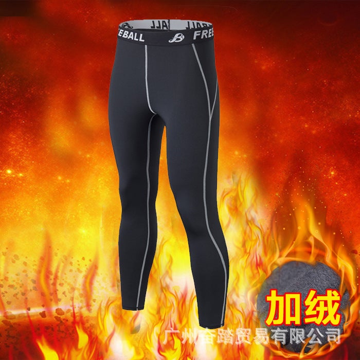 Men'S Sports Tights Stretch Fitness Pants Bottoming Training Pants Basketball Football Quick-Drying Pants Fleece-Lined Warm - Image 1