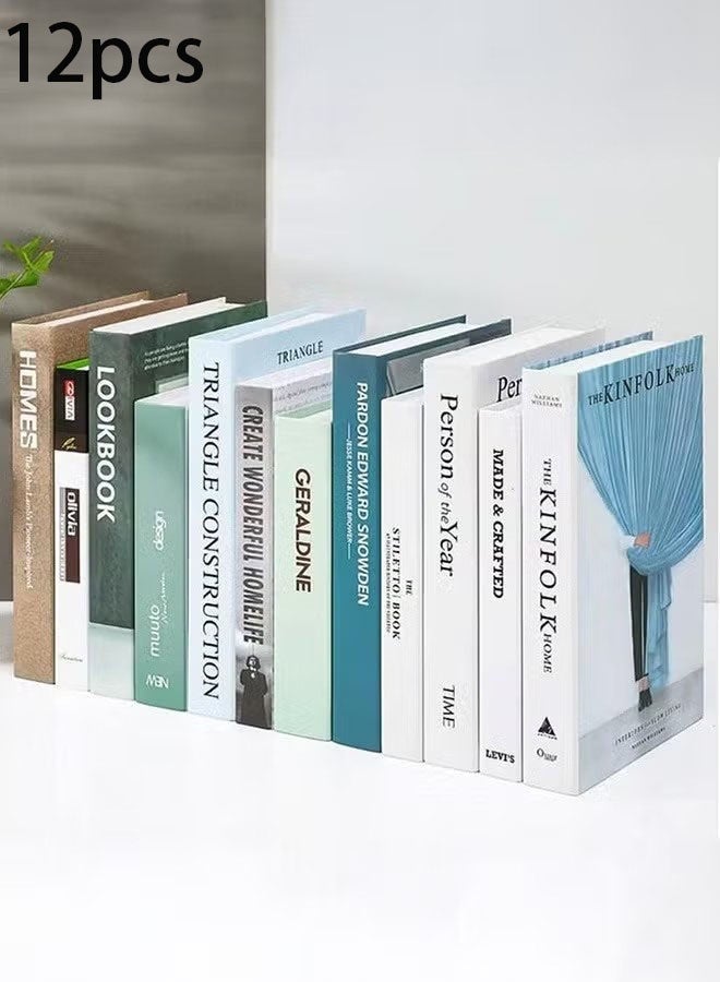 إيليلي مجموعة كتب زخرفية مكونة من 12 قطعة، كتب عصرية مزيفة، غلاف مقوى، ديكور للمنزل والمكتب والبار ورف الطاولة - Image 2