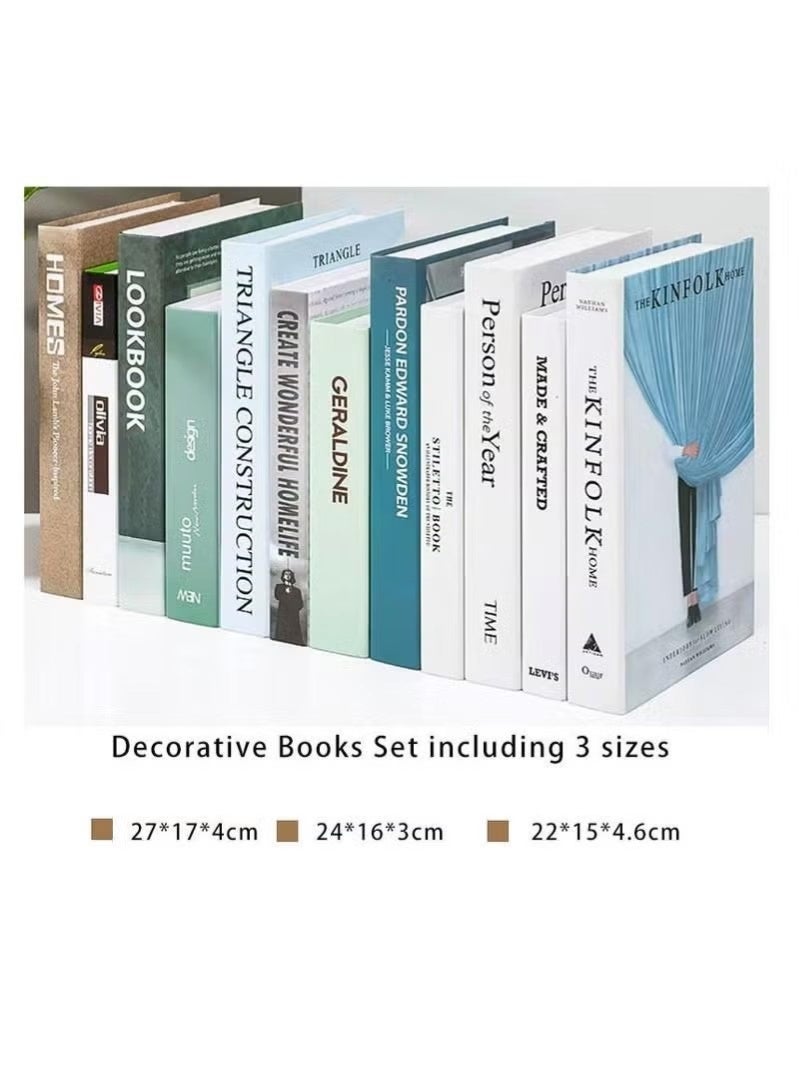 إيليلي مجموعة كتب زخرفية مكونة من 12 قطعة، كتب عصرية مزيفة، غلاف مقوى، ديكور للمنزل والمكتب والبار ورف الطاولة - Image 5