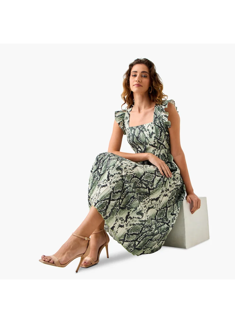 سبلاش فيڤ Pleated Midi Dress with Ruffle Sleeves