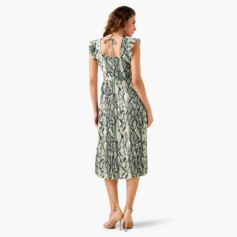 Splash FAV Ruffled Snake Print Dress