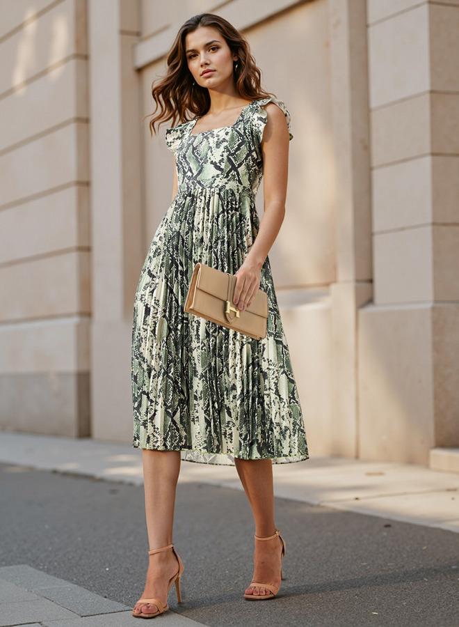 Splash FAV Ruffled Snake Print Dress - Image 2