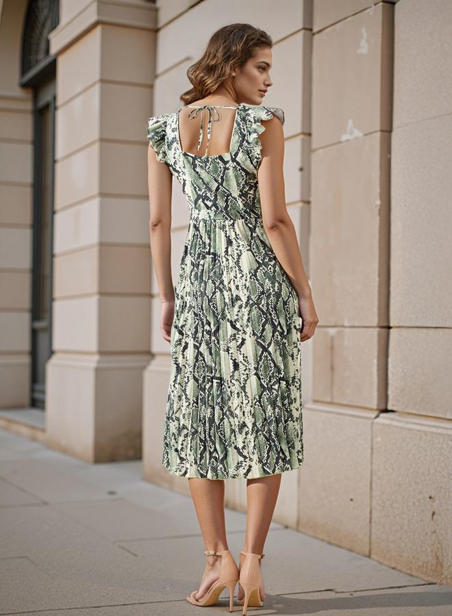 Splash FAV Ruffled Snake Print Dress - Image 3