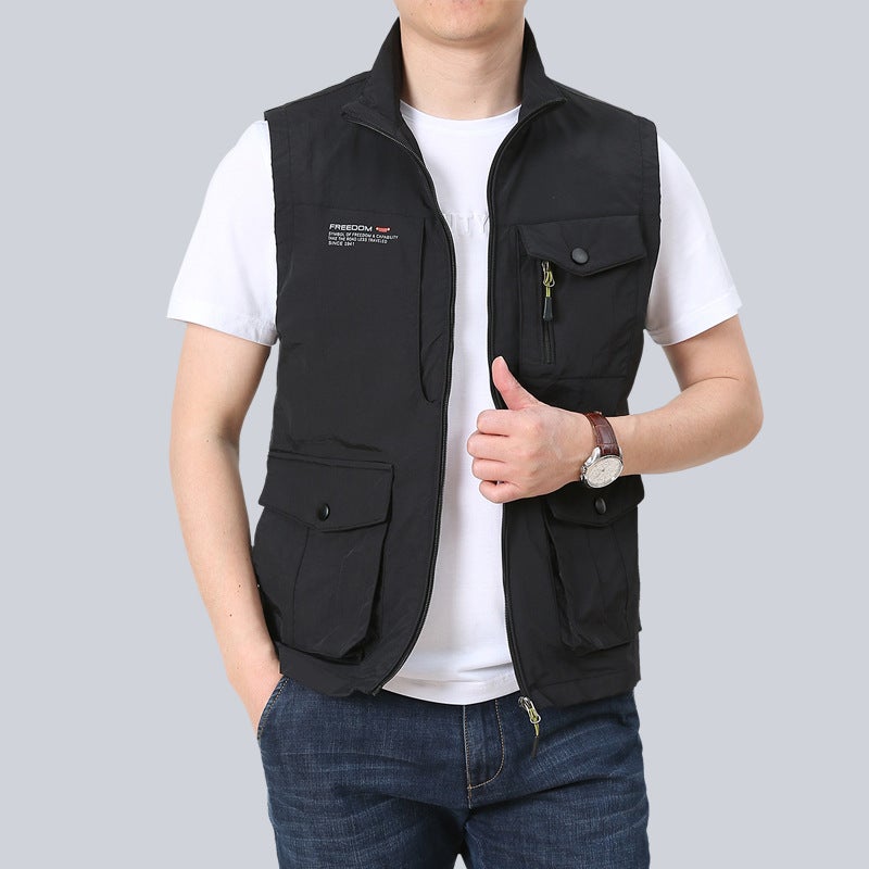 Outdoor Leisure Vest Male Youth Multi-Bag Quick-Drying Vest European, American, Japanese And Korean Military Workwear Functional Waistcoat Tide - Image 3