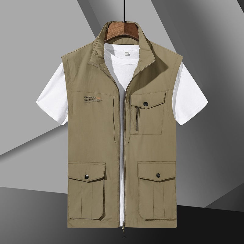 Outdoor Leisure Vest Male Youth Multi-Bag Quick-Drying Vest European, American, Japanese And Korean Military Workwear Functional Waistcoat Tide - Image 2