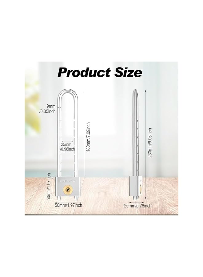 PROMASS PROMASS Long Beam Padlock, Long Shackle Padlock, Long Shackle Padlock with Key, 2 Inch Solid Brass Removable Adjustable Length Silver Shackle for Gates, Cabinets, Safe Boxes, Bike Lock (2 Pack)  - Image 3