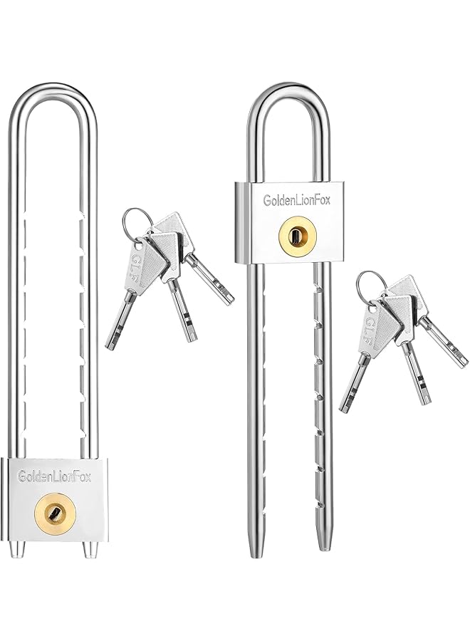 PROMASS PROMASS Long Beam Padlock, Long Shackle Padlock, Long Shackle Padlock with Key, 2 Inch Solid Brass Removable Adjustable Length Silver Shackle for Gates, Cabinets, Safe Boxes, Bike Lock (2 Pack)  - Image 1