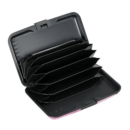 ELFISH Mini RFID Aluminum Wallet Credit Cards Holder Business Card Case Metal ID Case for Men Women(Pink Magnolia) - Image 2
