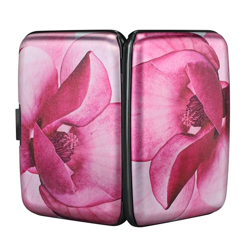 ELFISH Mini RFID Aluminum Wallet Credit Cards Holder Business Card Case Metal ID Case for Men Women(Pink Magnolia) - Image 3