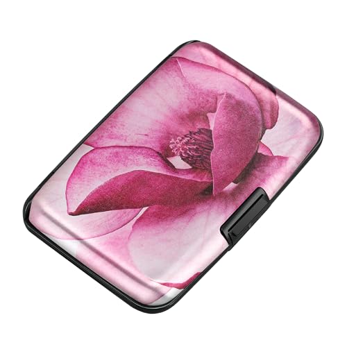 ELFISH Mini RFID Aluminum Wallet Credit Cards Holder Business Card Case Metal ID Case for Men Women(Pink Magnolia) - Image 1