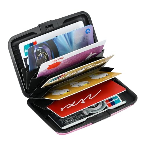 ELFISH Mini RFID Aluminum Wallet Credit Cards Holder Business Card Case Metal ID Case for Men Women(Pink Magnolia) - Image 5