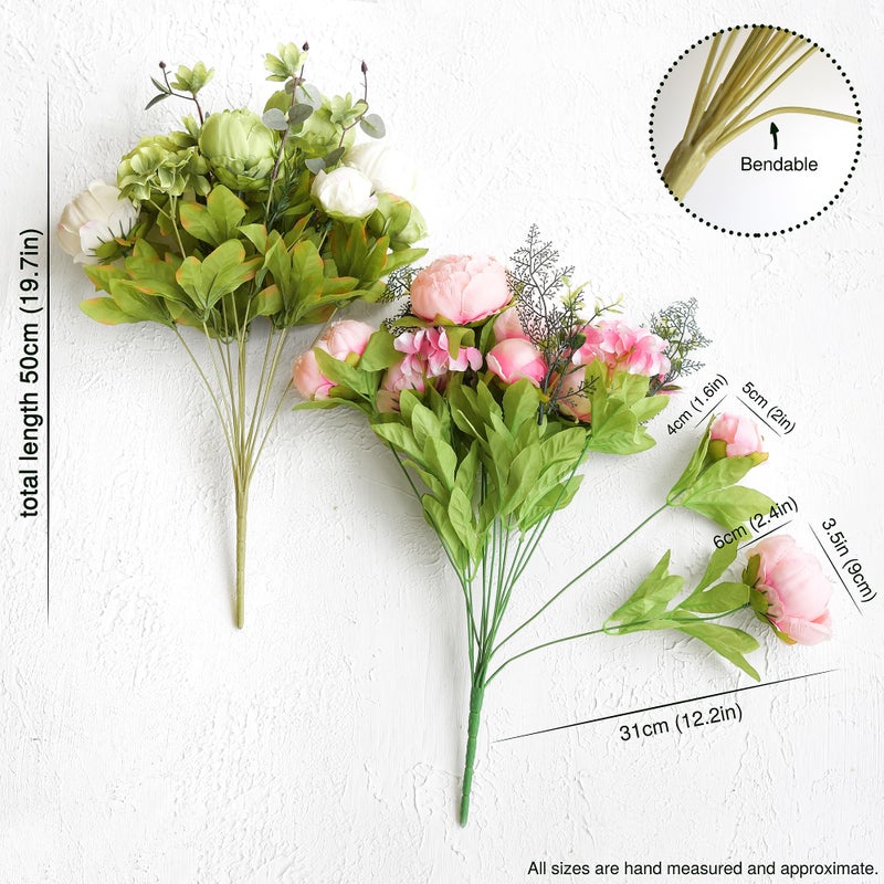 FiveSeasonStuff Artificial Peony Bouquet, Pink, Beige & Green Silk Flowers for Wedding Centerpieces, Bridal Bouquets & Home Decor â€“ Spring Waltz - Image 5