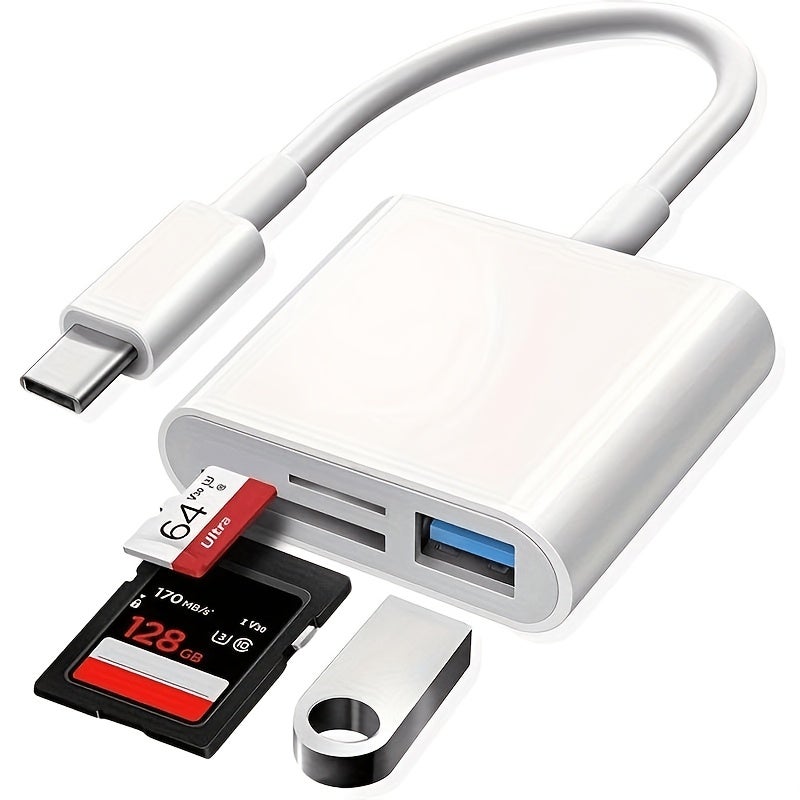 قارئ بطاقات SD/TF ثلاثي في واحد من USB-C مع نقل سريع وتوصيل وتشغيل - Image 1