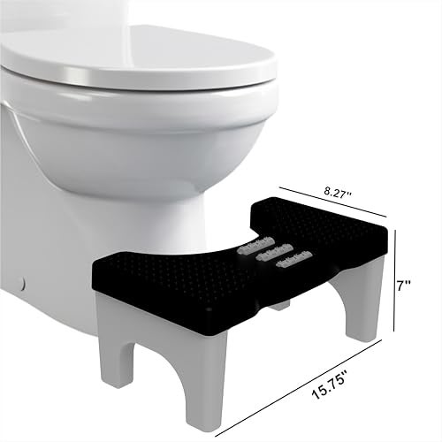 TechHark® Polypropylene (PP) Perfect Posture Bathroom Toilet Step Stool with Massage Rollers, 18 cm Height, Foldable Design, (Grey and Black) - Image 2