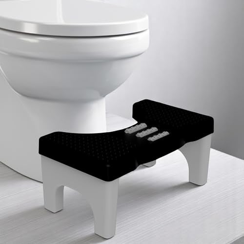 TechHark® Polypropylene (PP) Perfect Posture Bathroom Toilet Step Stool with Massage Rollers, 18 cm Height, Foldable Design, (Grey and Black) - Image 4