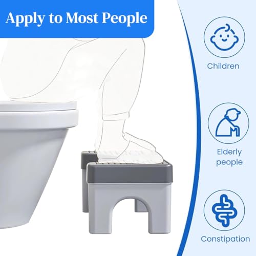 TechHark® Polypropylene (PP) Perfect Posture Bathroom Toilet Step Stool with Massage Rollers, 18 cm Height, Foldable Design, (Grey and Black) - Image 5