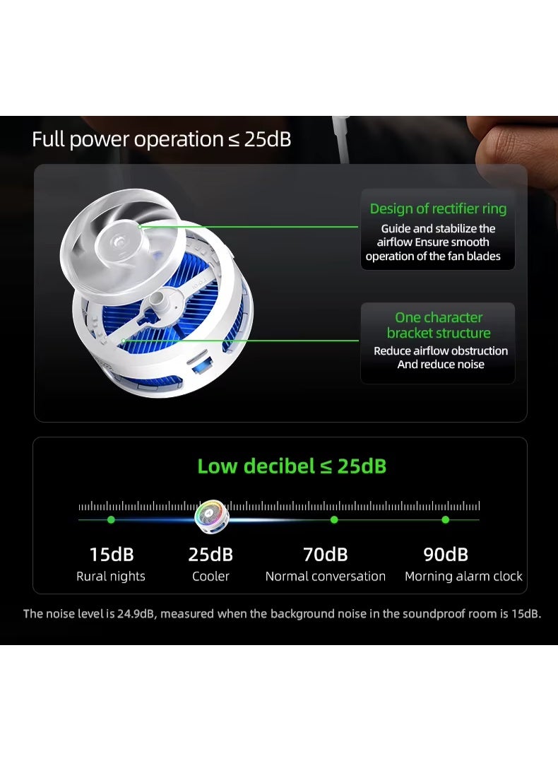 PIVA B3 25W Mobile Phone Cooling Fan with Colorful LED Lights, Semiconductor Mobile Phone Cooler with Rotating Magnetic Clip for PUBG Games - Image 4