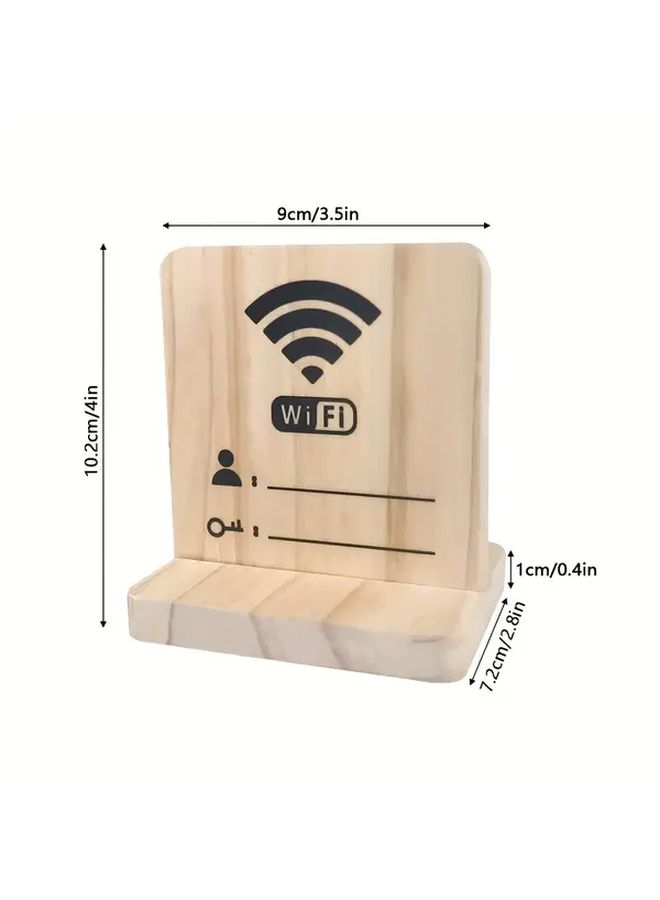Wooden WiFi Sign Display Stand With 2 Tier Wire Mesh Freestanding Base Wall Mountable Home Office Desk Decor - Image 2
