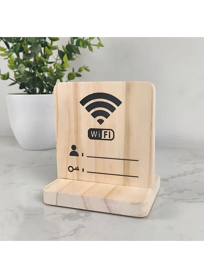 Wooden WiFi Sign Display Stand With 2 Tier Wire Mesh Freestanding Base Wall Mountable Home Office Desk Decor - Image 5
