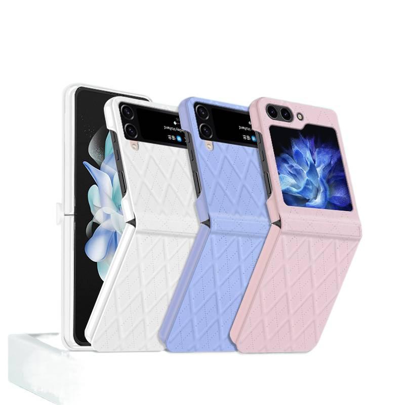 غطاء واقي بملمس جلد لـ Samsung Galaxy Z Flip 5 باللون Cherry Blossom Pink مع تغطية كاملة ومقاوم للخدش مع مقاوم للصدمات مع حماية من السقوط للاستخدام المنزلي للسفر سهل التخزين - Image 2