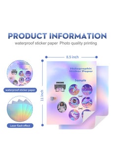 22 Sheets Holographic Sticker Paper 8.5 x11 inch for Inkjet Printer & Laser US letter size Printable Vinyl Rainbow Adhesive Waterproof - pzsku/Z85EC7FBCBC2A26DF10B6Z/45/_/1706780903/d6b00385-207a-4c92-b27b-0dde1b21f0f5