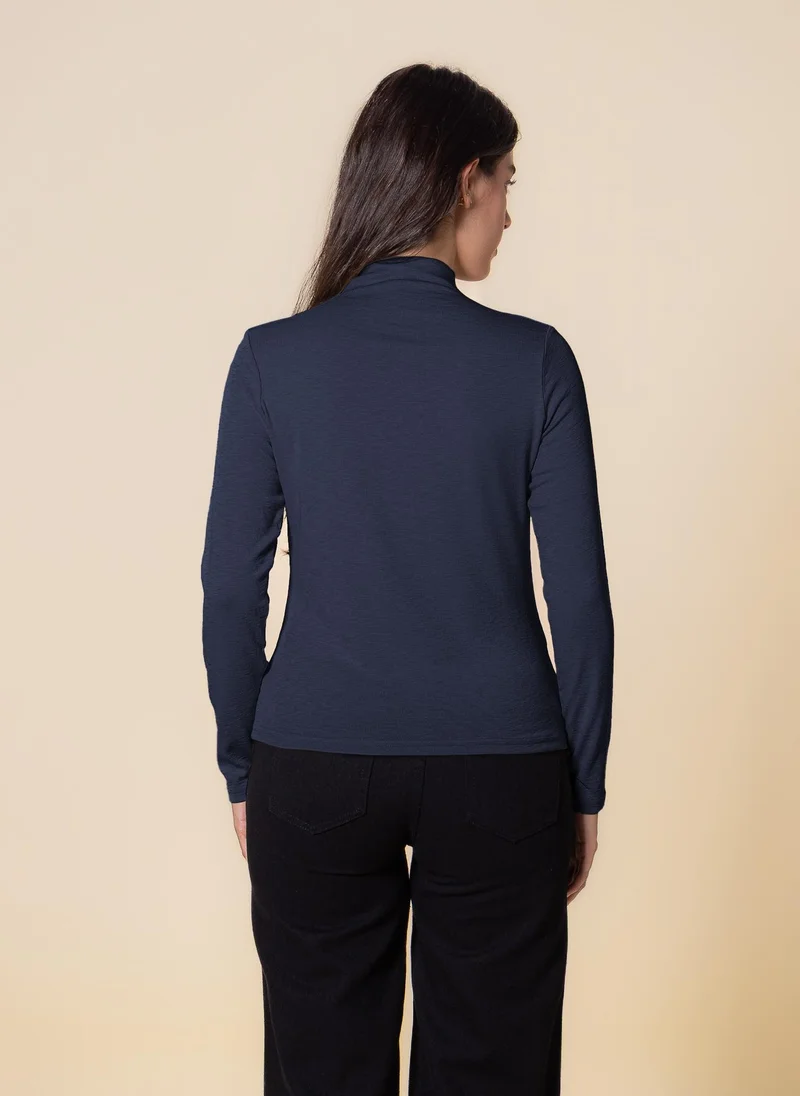 SHAPES FINE KNIT HIGH NECK TOP