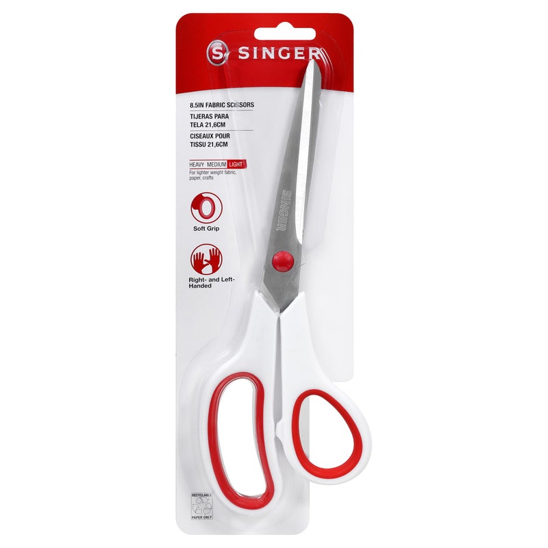 SINGER Fabric Scissors with Comfort Grip, 1-pack, Red & White - Image 1