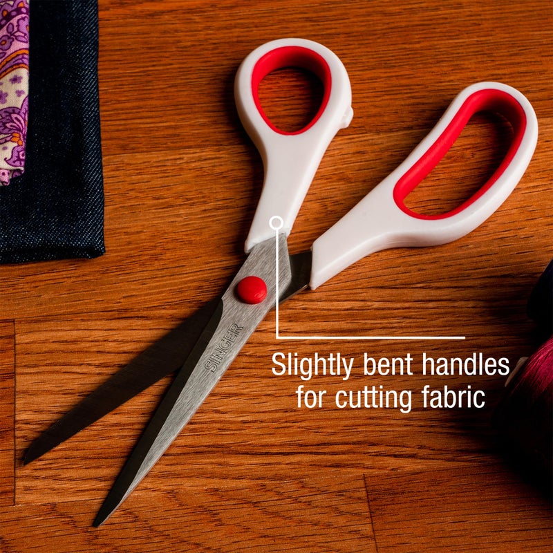 SINGER Fabric Scissors with Comfort Grip, 1-pack, Red & White - Image 3
