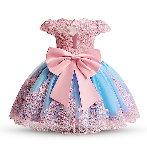 NNJXD Baby Girl Bowknot Tutu Dress for Infant Christening Flower Girls Wedding Birthday Party Gown 2025 PinkBlue Size80 612 Months - Image 1