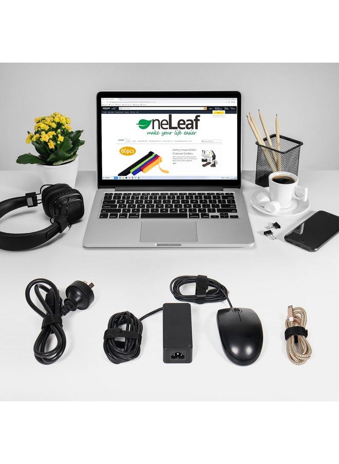 ون ليف OneLeaf 80 قطعة من روابط الكابلات القابلة لإعادة الاستخدام، روابط تنظيم الكابلات القابلة للتعديل باللون الأسود بطول 6 بوصات، متعددة الأغراض، ربطات سلكية لإدارة الكابلات لتنظيم المنزل والمكتب ومراكز البيانات  - Image 1